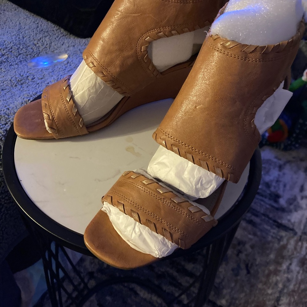 Donald J. Pliner Tan Wedge Sandals